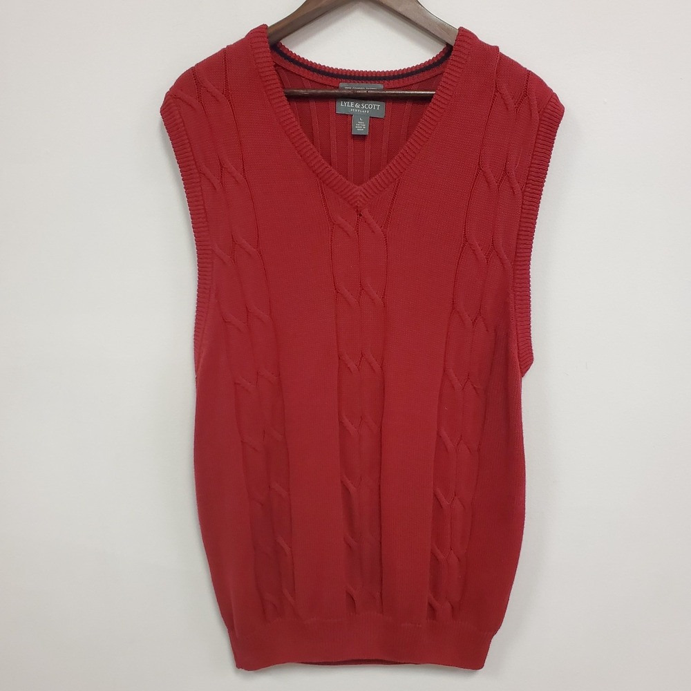 Lyle & Scott Mens Combed Cotton Ireland Cable Knit Sweater Vest Size L‎ Heritage
